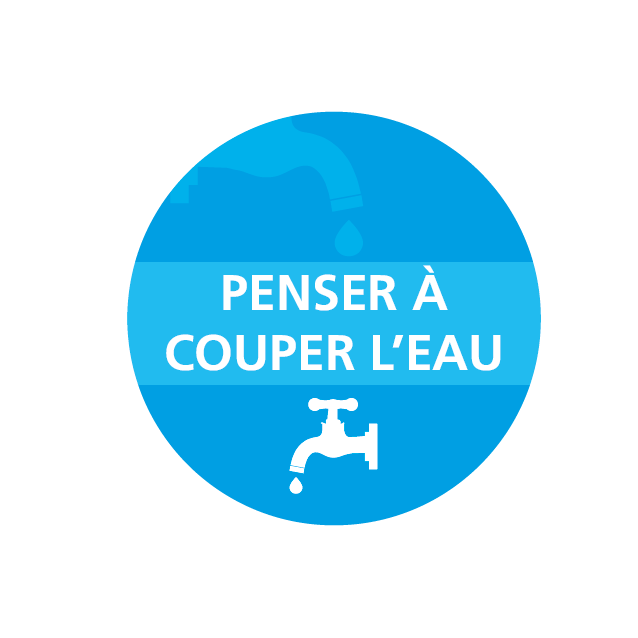 Autocollant "penser à couper l'eau"