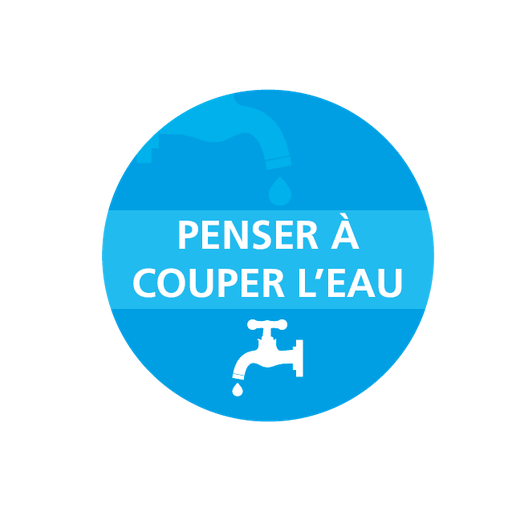 Autocollant "penser à couper l'eau"